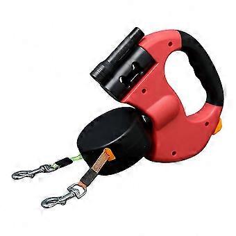 Double Retractable LEash with LED Light and Poop Bag Dispenser for Two Small Pets Up to 5kg 16ft Extendable Cord YF