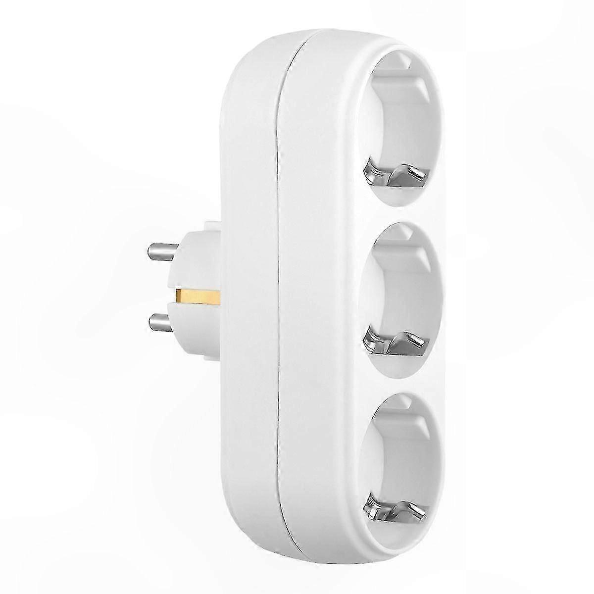 Triple Socket Adapter with EU Plug, Anti-Flame Heat-Resistant Panel, White Power Socket Solution