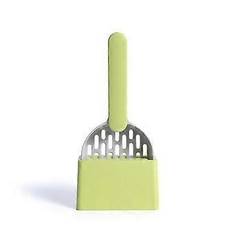Cat Litter Scooper with Holder Kitten Litter Cleaning Tool Poop Scooper with Litter Box Stand Cat Litter Cleaning Kits gray plus green