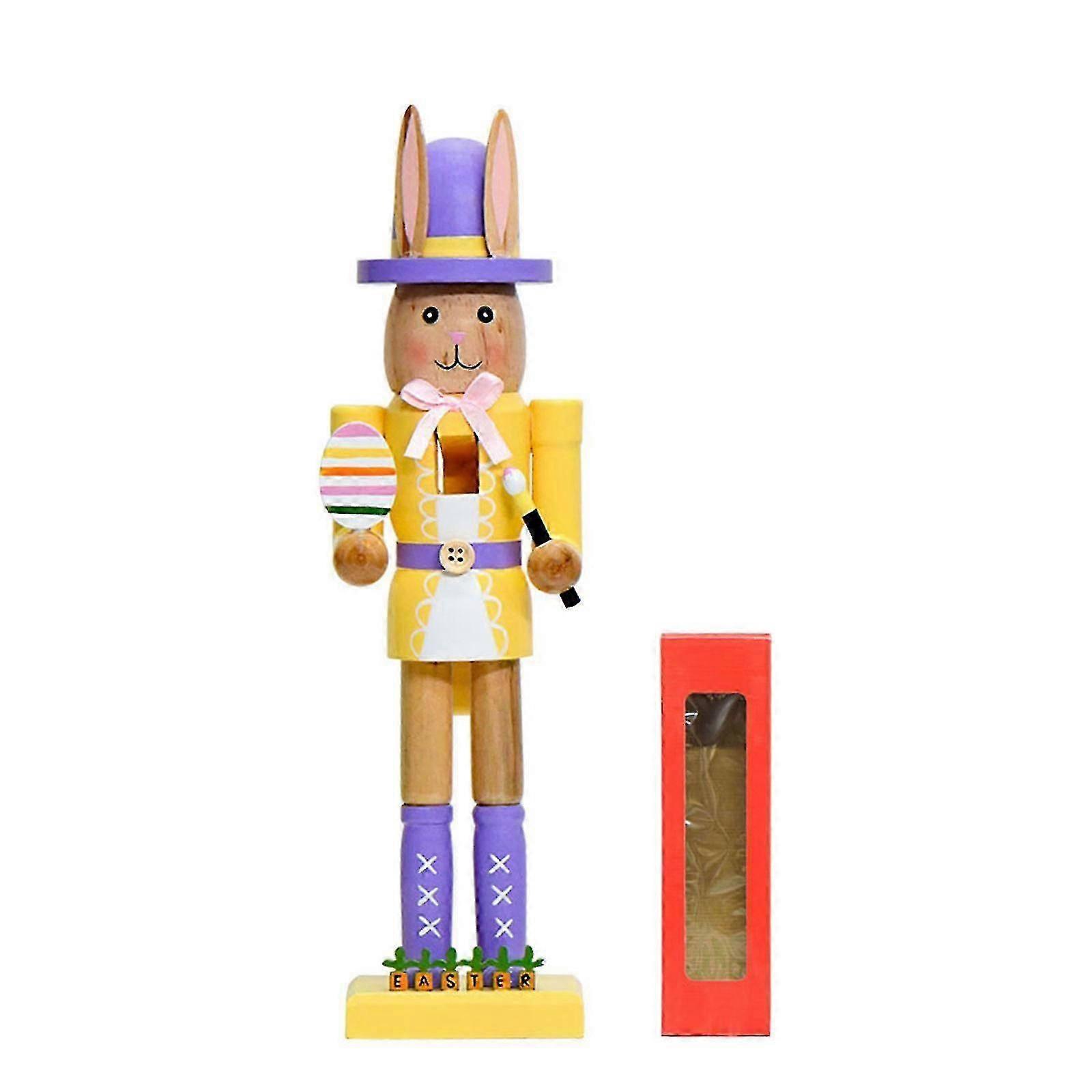 Spring Rabbit Nutcracker Wooden Ornament