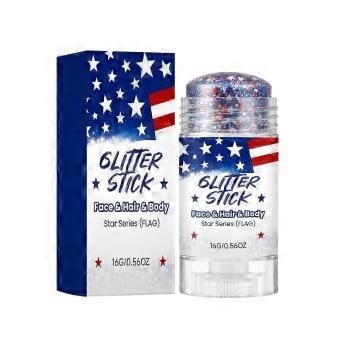 Rödvit & Blå Glitterstift 16g, Ansiktshår & Kroppsglitter för Holografisk Glittermakeup