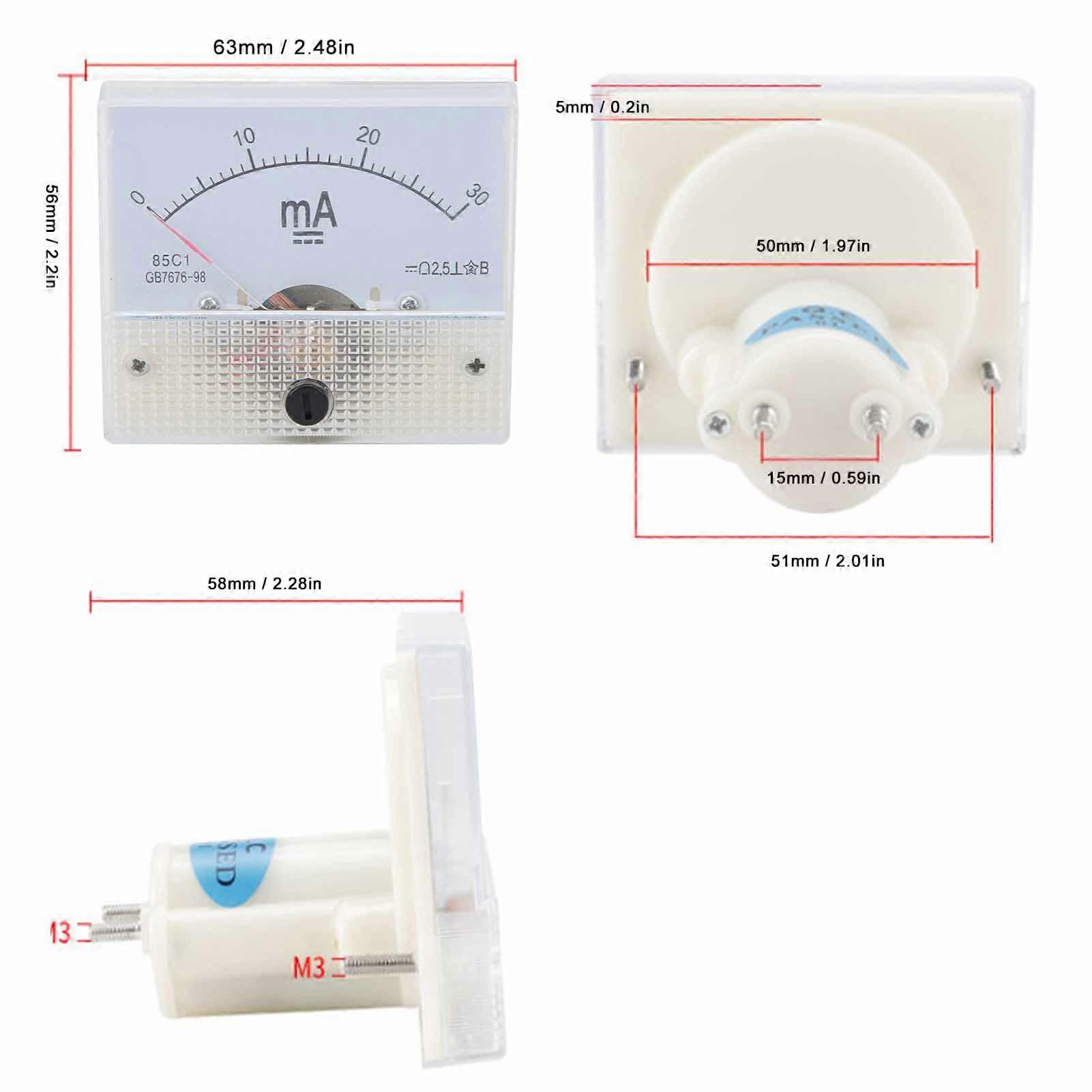 85C1 DC 0-30MA Pointer DC Ammeter Head Ampere Meter Current Measuring Instrument