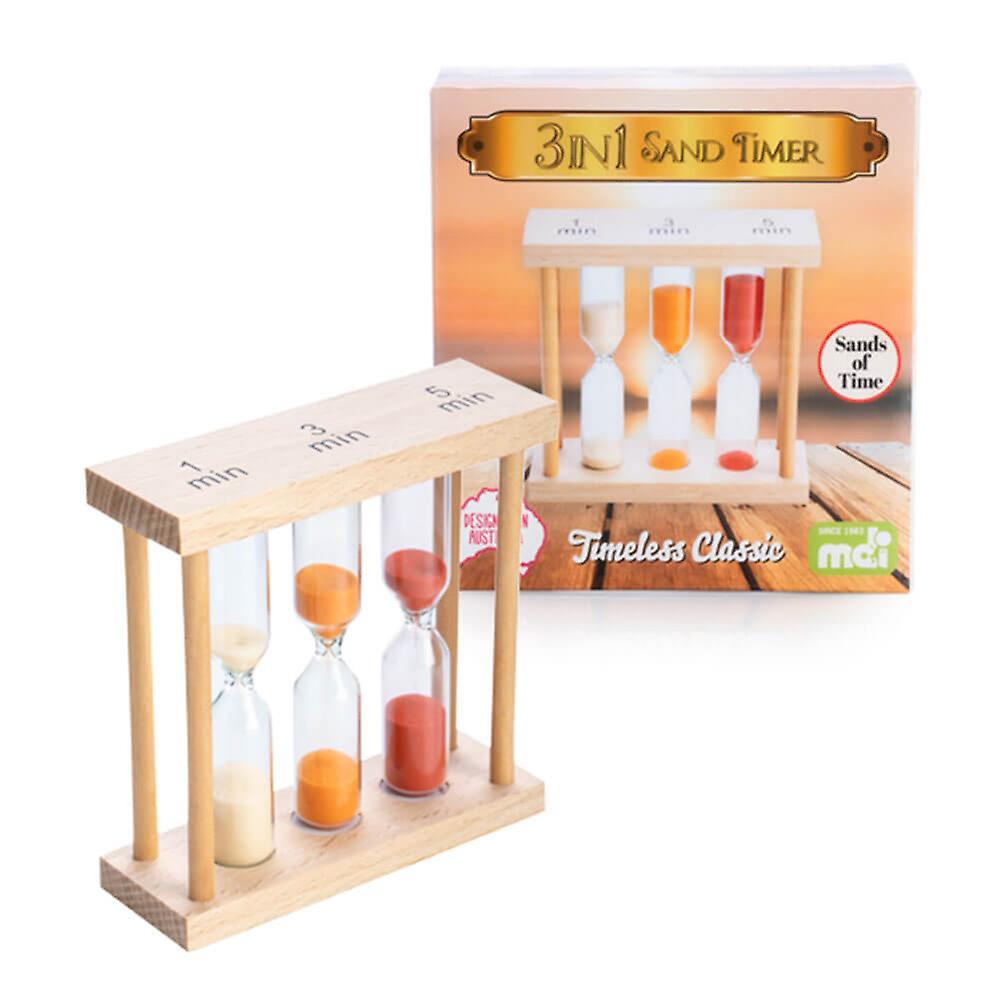 Quality 3-in-1 Wooden Sand Clock Timer with Multiple Times 1 3 and 5 Minutes