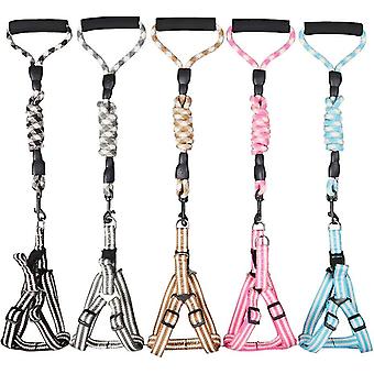 Pet Dog Harness Leash Set Comfortable Foam Padded Handle Woven Cotton Climbing Rope Dog Leash Adjustable Harness For Small Medium Dog (l Size)