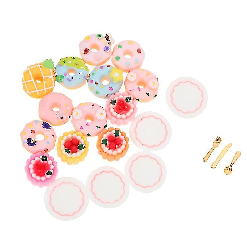2X2x1cm Assorted Color Toy Craft Kits 1 Set Of Decorative Mini Cake Miniature Doughnut Model Resin F