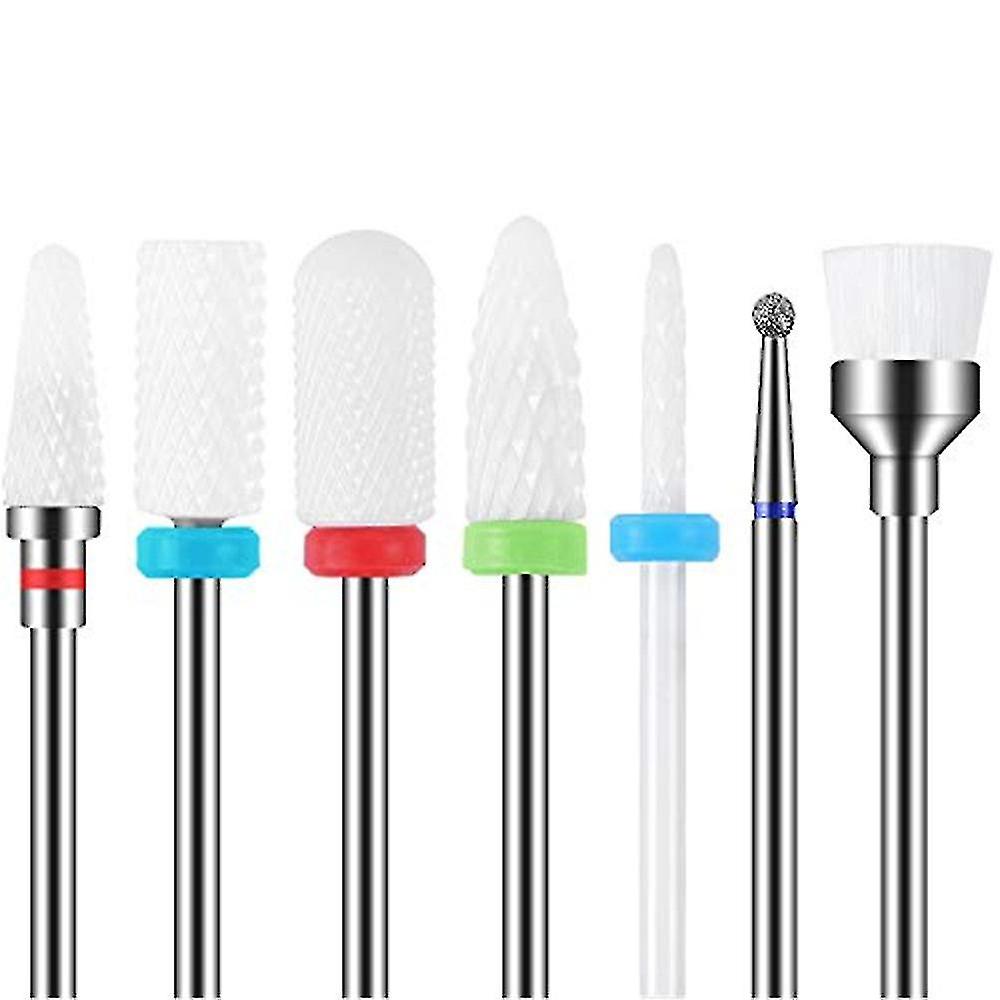 7pcs Ceramic Nail Cutter Drill Bits Sets Bits Diamond Carbide Nail Drill Tools