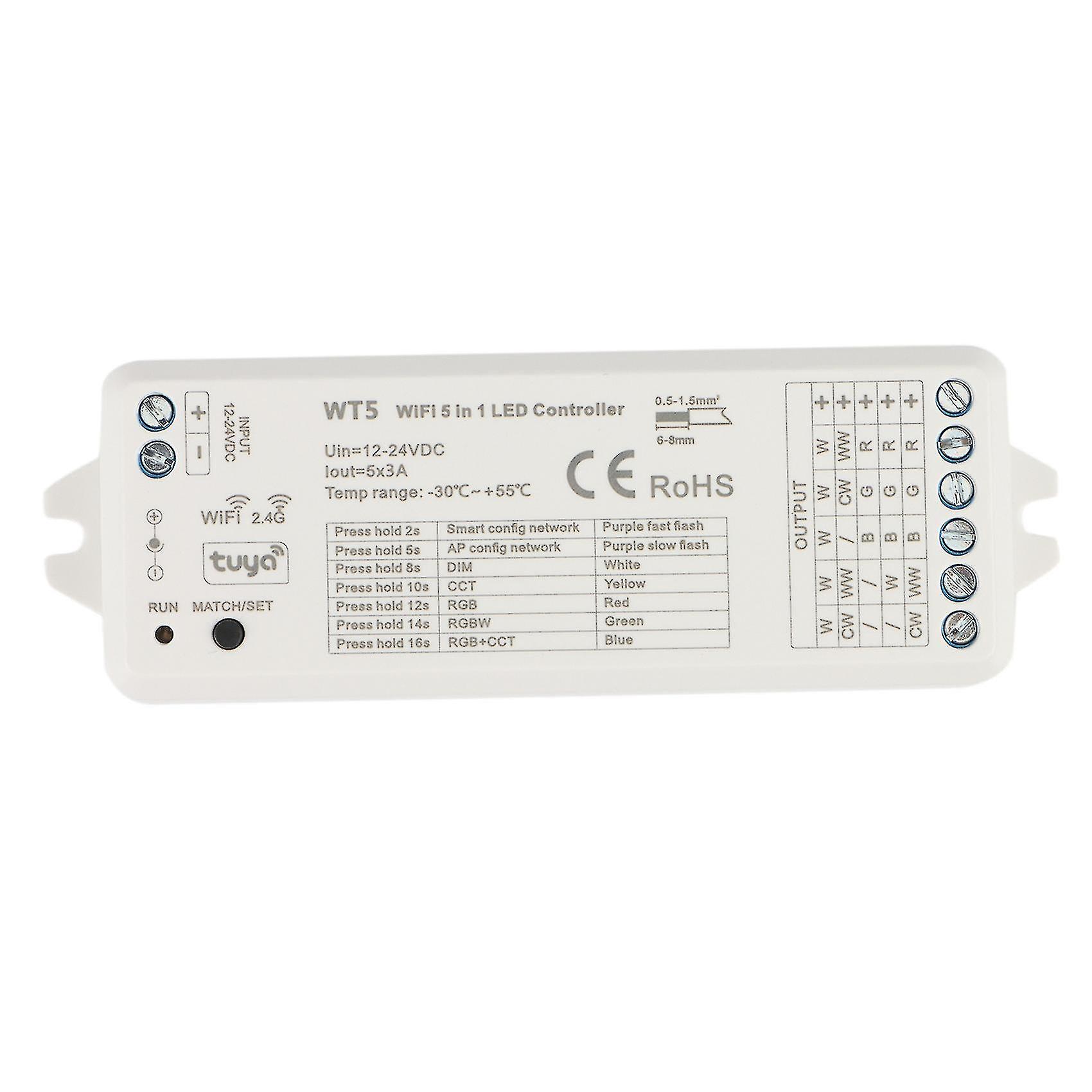 Tuya Led Controller 5 In 1 Dimmer Rgb Rgbw Rgbww Rgbcct Strip Smart Life Wifi 2.4g Rf Remote Contro