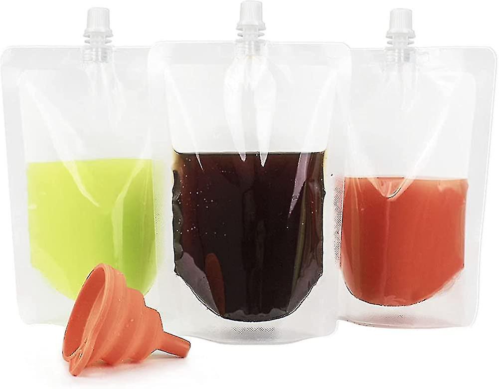 20pcs Plastic Drinking Flasks For Liquor Straight Nozzle Concealable Adult Liquor Drinking Flasks With Collapsible Funnel