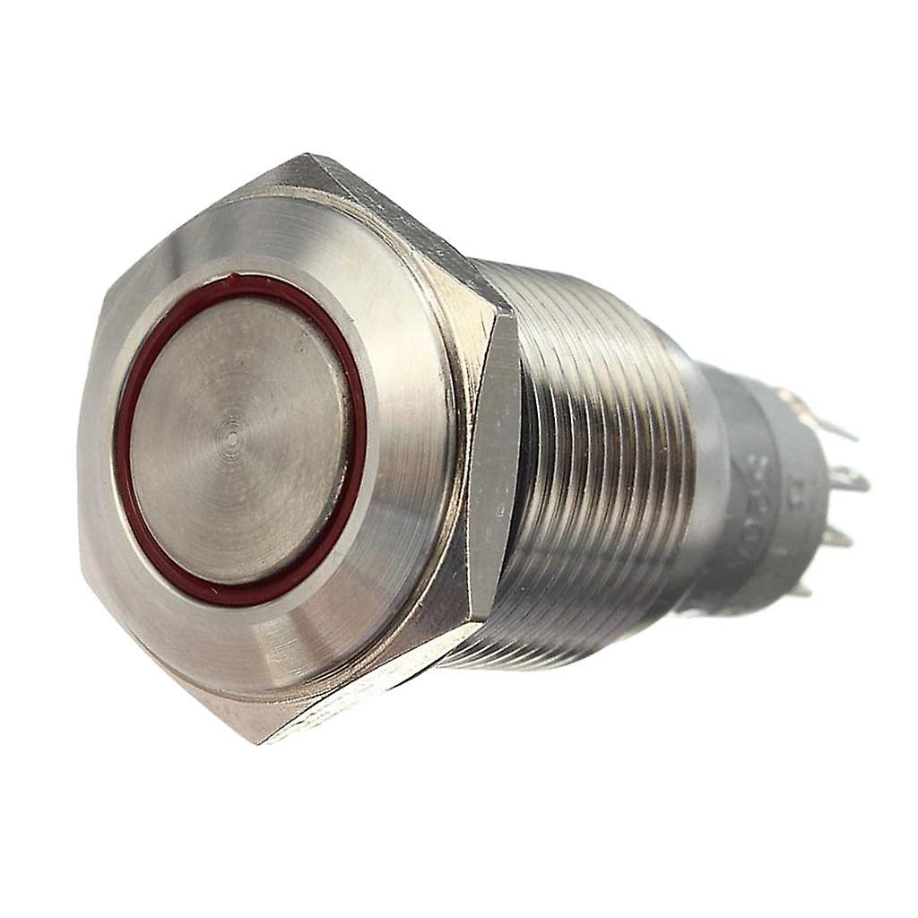 16mm Metal Switch Power Start Button Self Latching for LED Ring  Red