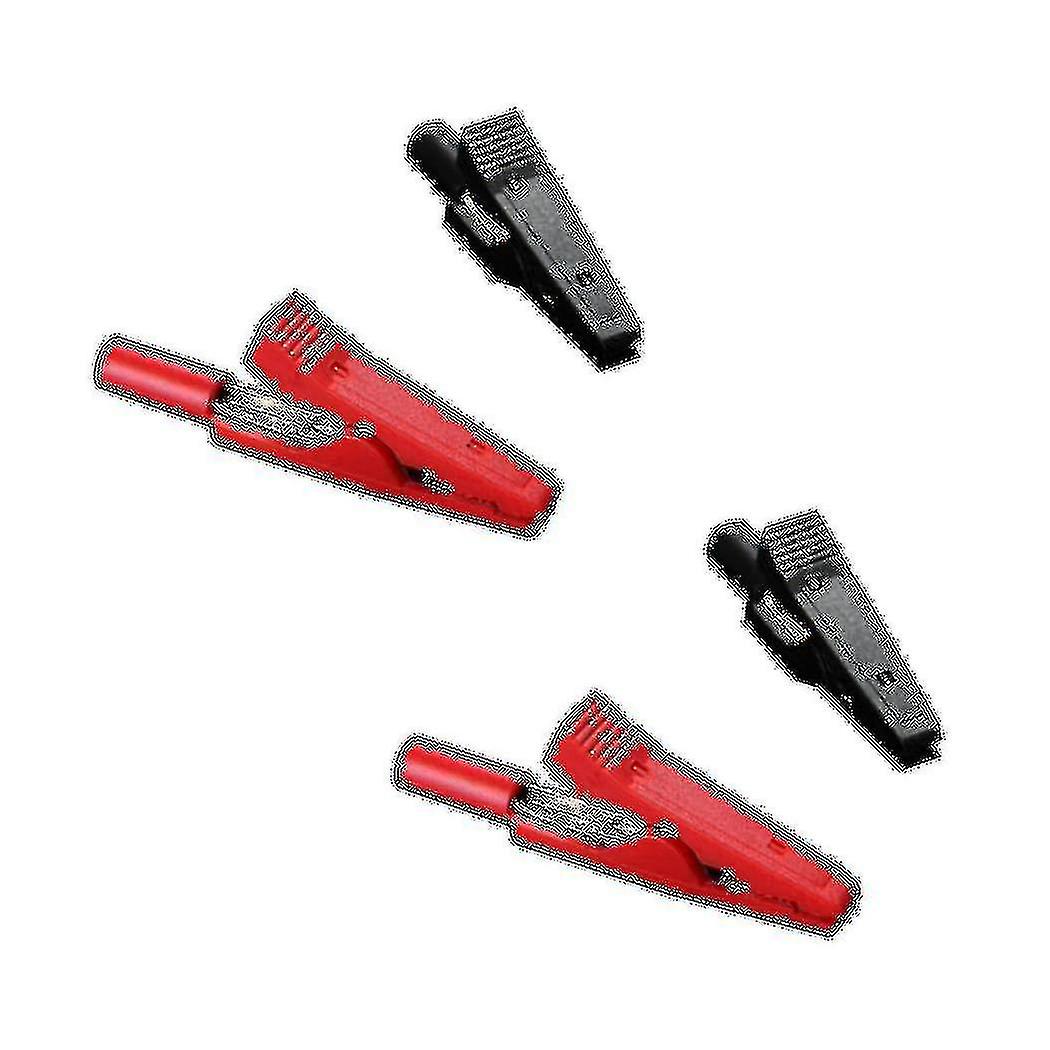 4x Insulated Alligator Clip Connector Clamp Testing Probe Red+black