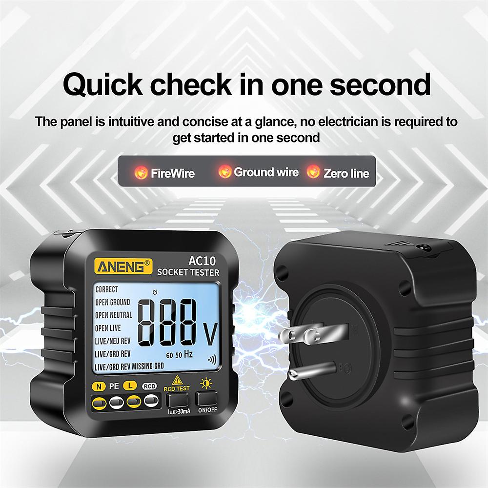 Aneng Ac10 Socket Tester Plug Detector Zero Line Plug Polarity Phase Check Phase Detector Us/eu Plug Multimeter Digital Tester