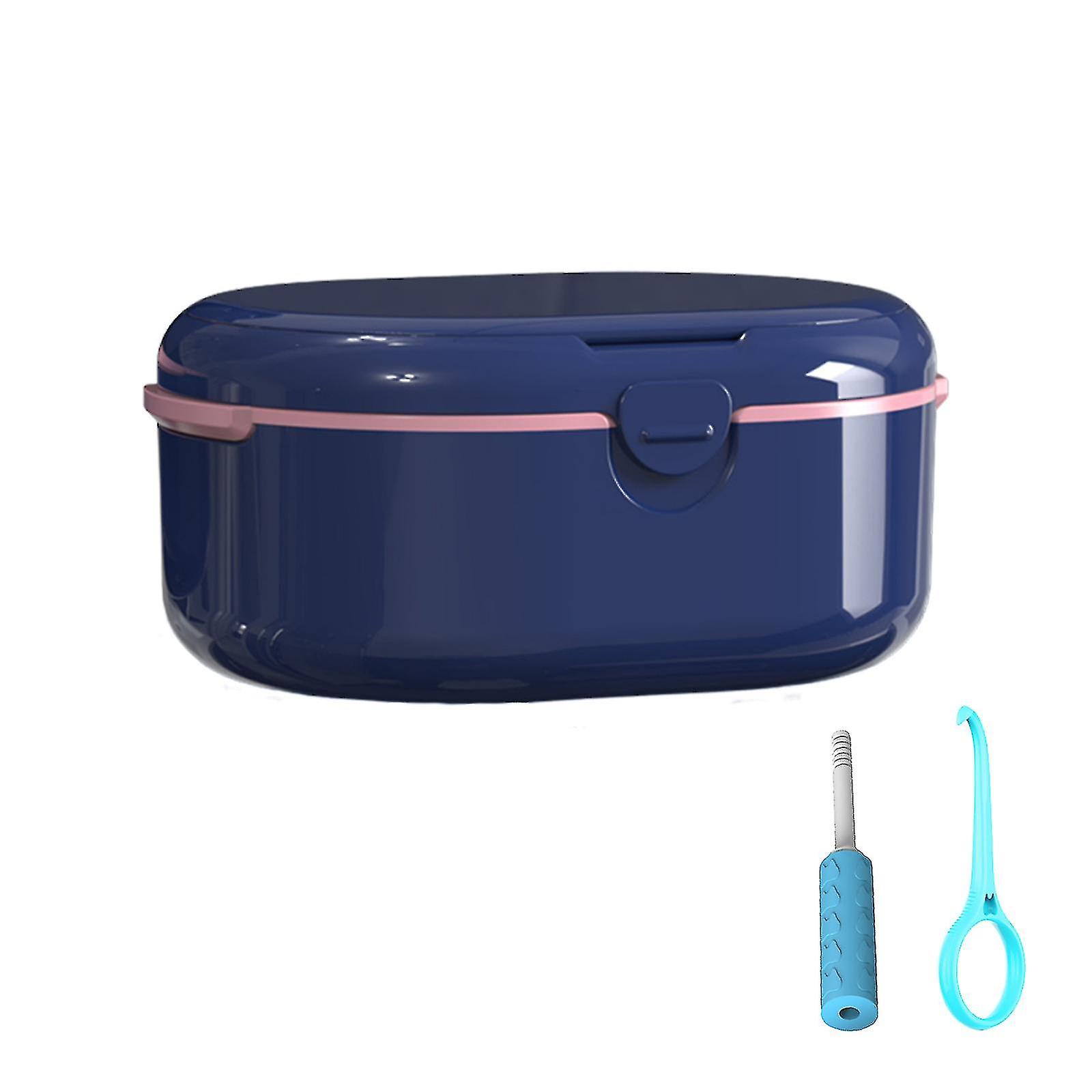 Portable Denture Storage Box With Strainer Basket And Denture Cup, Ideal For Dental Guards, False Teeth, Bite Guards, Orthodontic Appliances, Etc.(fre
