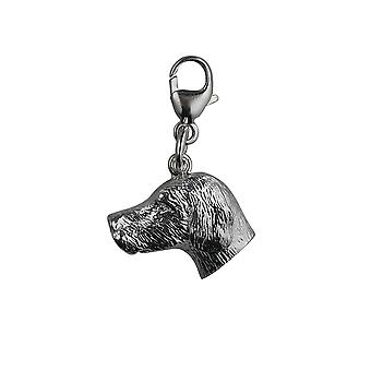 Silver 12x19mm Dog Head Charm on a lobster trigger
