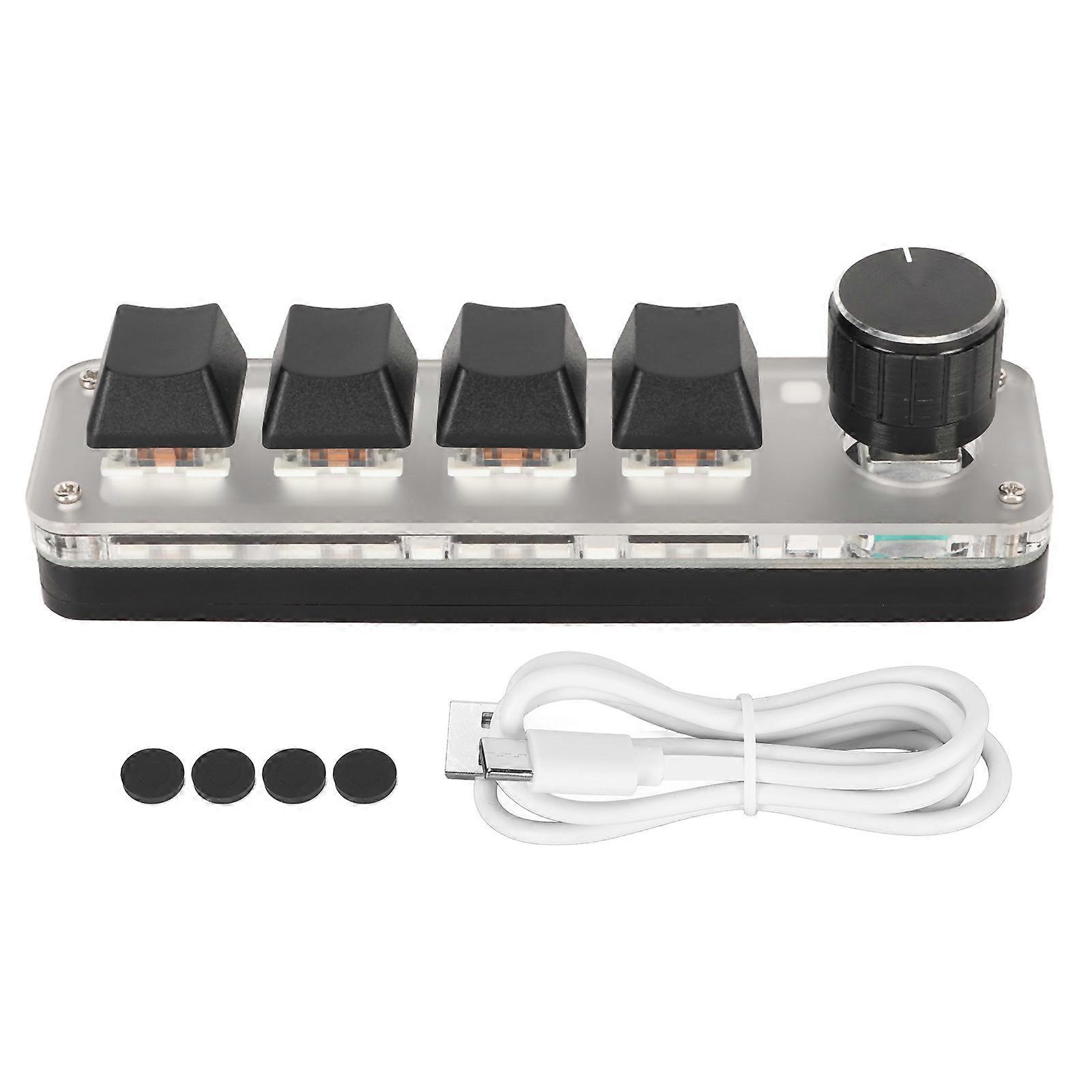 USB Mini 4 Key Keypad with Knob RGB Backlighting Dual Mode Connection Programmable Macro Keyboard