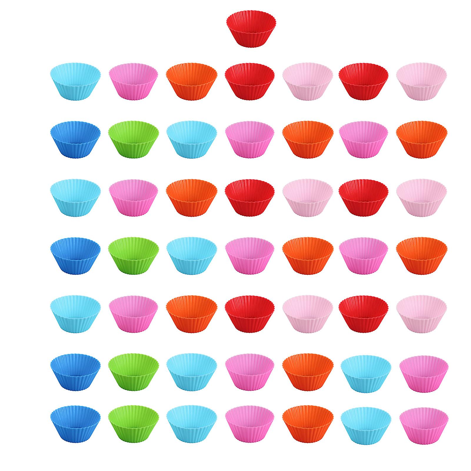 Reusable Silicone Baking Cups Set - 50 Pcs Cupcake Muffin Liners Holders, 7cm