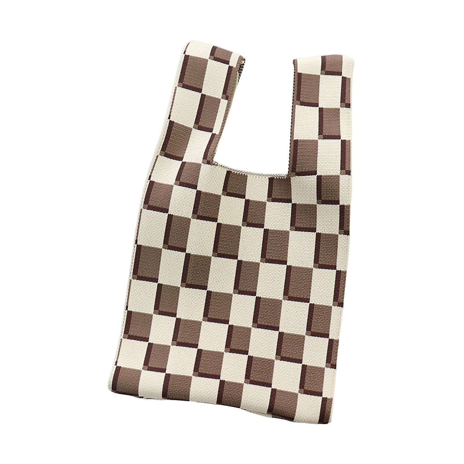 Women Handbag Washable Exquisite Pattern Non-Fading Item Storage Polyester Chessboard Style Shopping