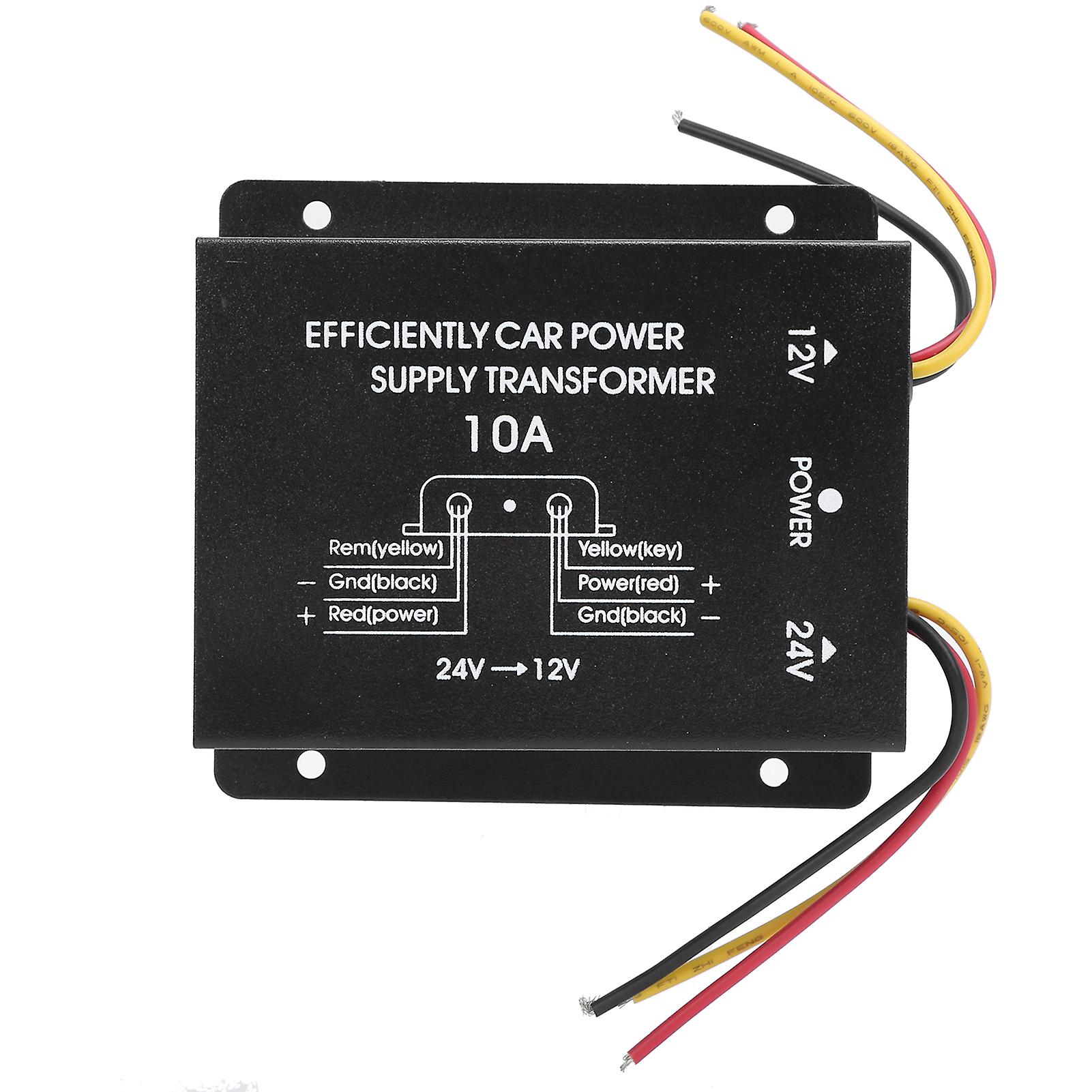 10A DC Power Converter 24V to 12V Voltage Buck Regulator Aluminum Alloy Shell for Car Stereo Radio DVD