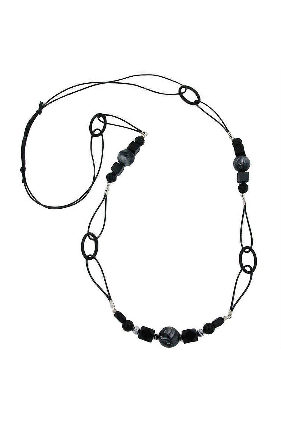 Necklace Black And Grey-marbeled 100cm - Gl02663