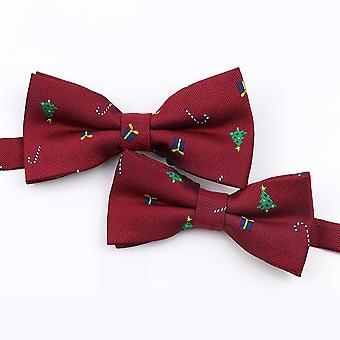 Men's Christmas Bow Jacquard Woven Red Blue Parent-Child Bowtie Set Festival Theme Santa Claus Cravat Accessories