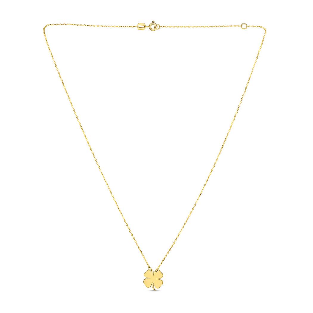 Colar polido em ouro amarelo 14k com fecho de mola 18 polegadas pingente de colar para mulheres