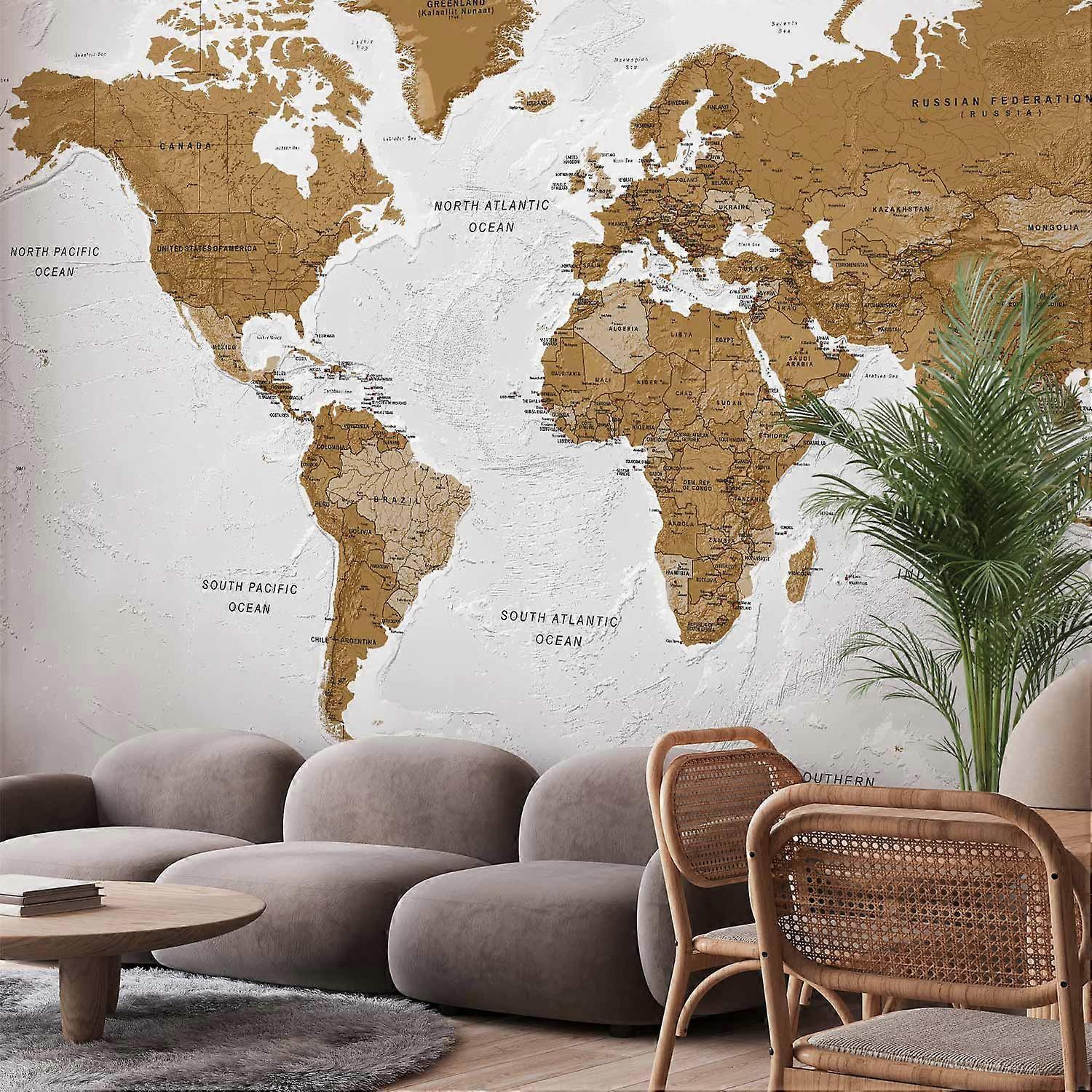Wall Mural - World Map: White Oceans