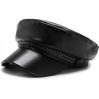 Women Fiddler Cap Newsboy Hat PU Leather Visor Beret Cap Paperboy Gatsby Hat