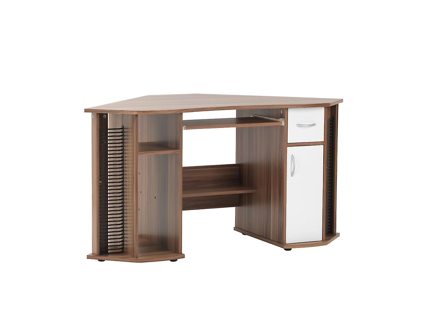 Johnson Exec Desk Corisner Walnut White