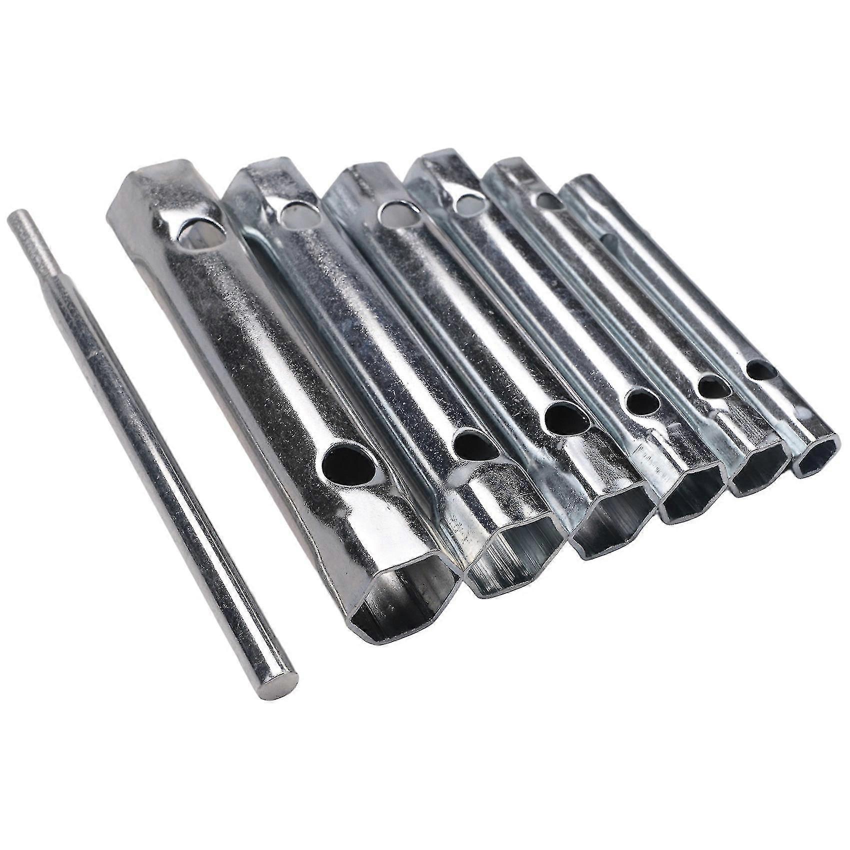 6pc 8-19mm Metric Tubular Box Wrench Set Tube Bar Spark-plug Spanner Steel Double Ended For Automot-Good