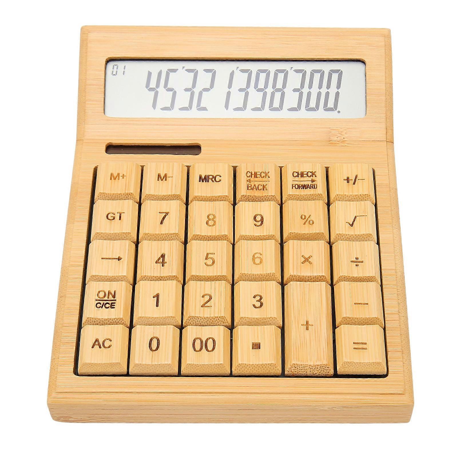 Bamboo Calculator Solar Powered Battery Powered Eco Friendly Function Calculator with 12 Bit Digital LCD Screen for School