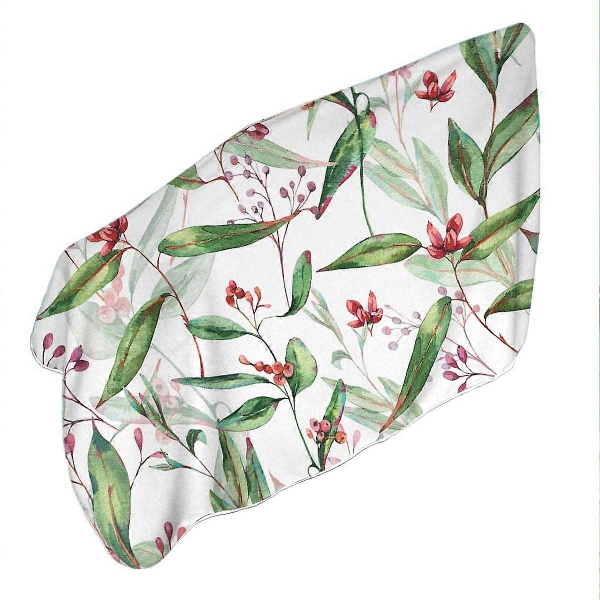 Green Leaves and Berries Microfiber Beach Towel