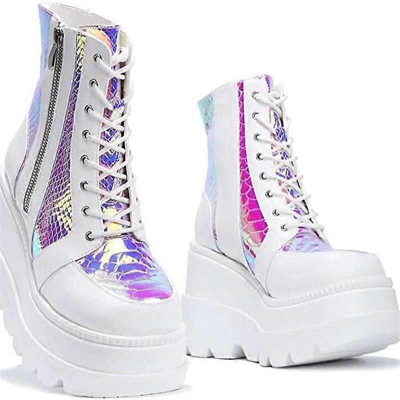 High top sponge cake single shoe women's color blocked lace up plus size