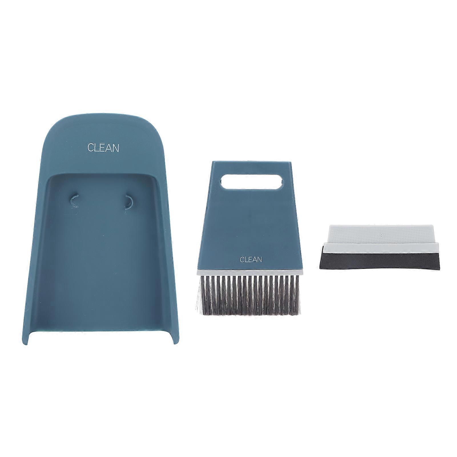 Mini Dustpan Brush Set Broom Dustpan Brush Small Dust Pan 2 Brush 1 Dustpan for Table Countertop Key Board Navy Blue