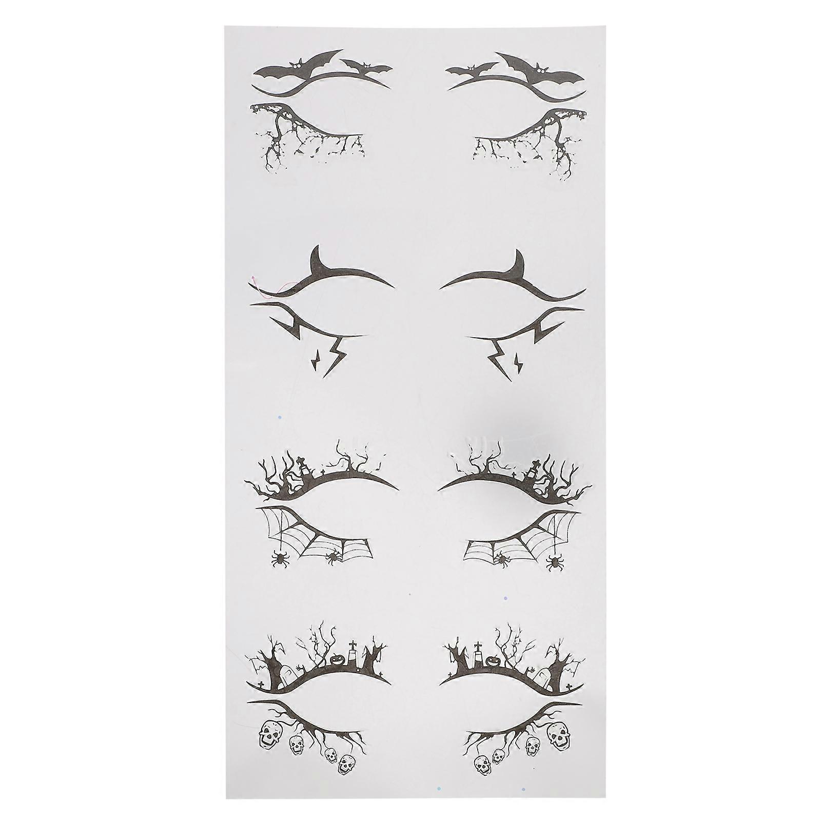 4 Pairs Temporary Eye Makeup Stickers Halloween Eye Line Decals Makeup Tool