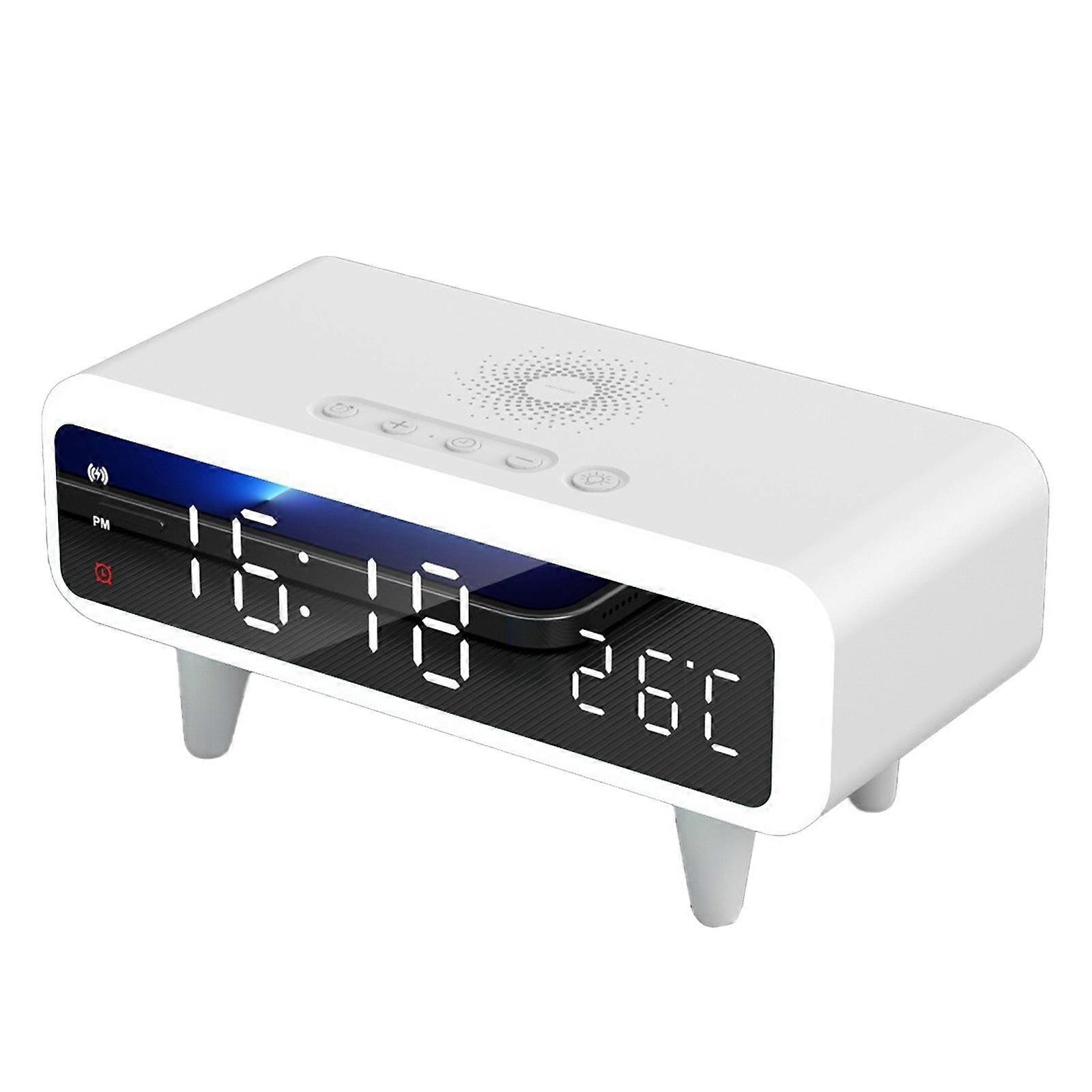 Digital Alarm Clock 4 Adjustable Brightness 12H 24H Learning Hall Desk Clock White