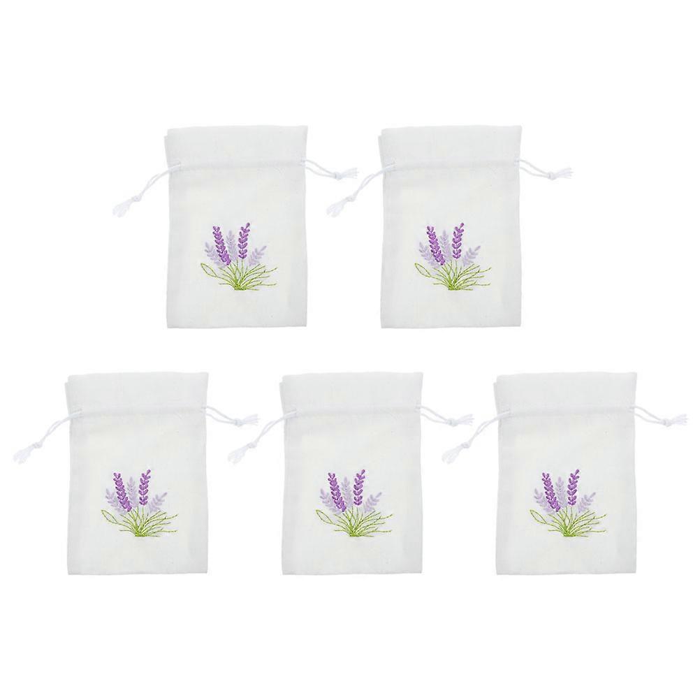 5pcs Empty Sachet Gift Bags with Lavender Pattern Drawstring Bags DIY Storage Bags