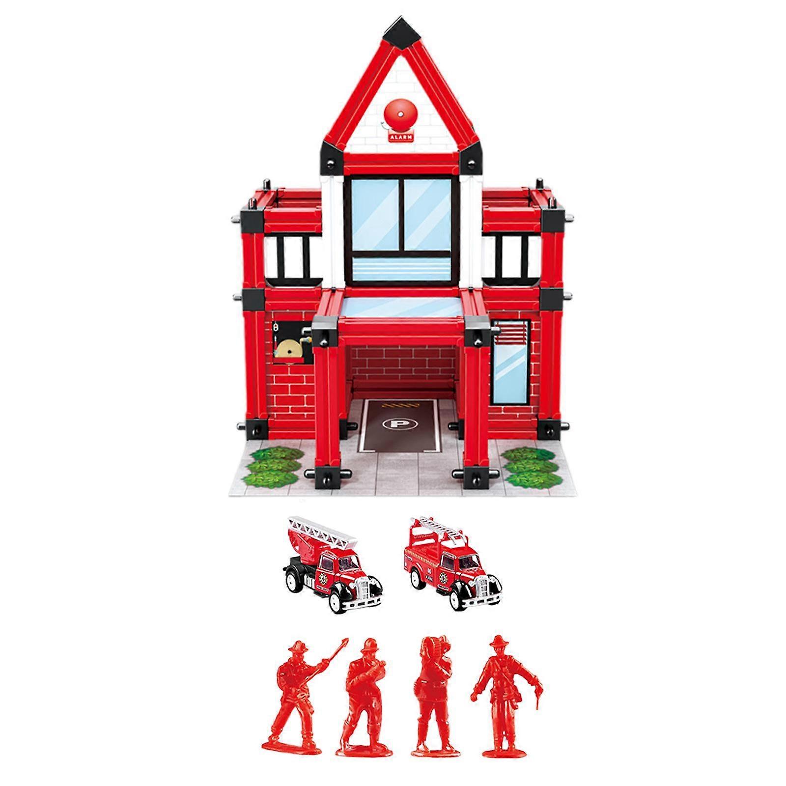 Fire Station Building Kit DIY Assembly for Micro Landscape Sand Table Layout 94PCS