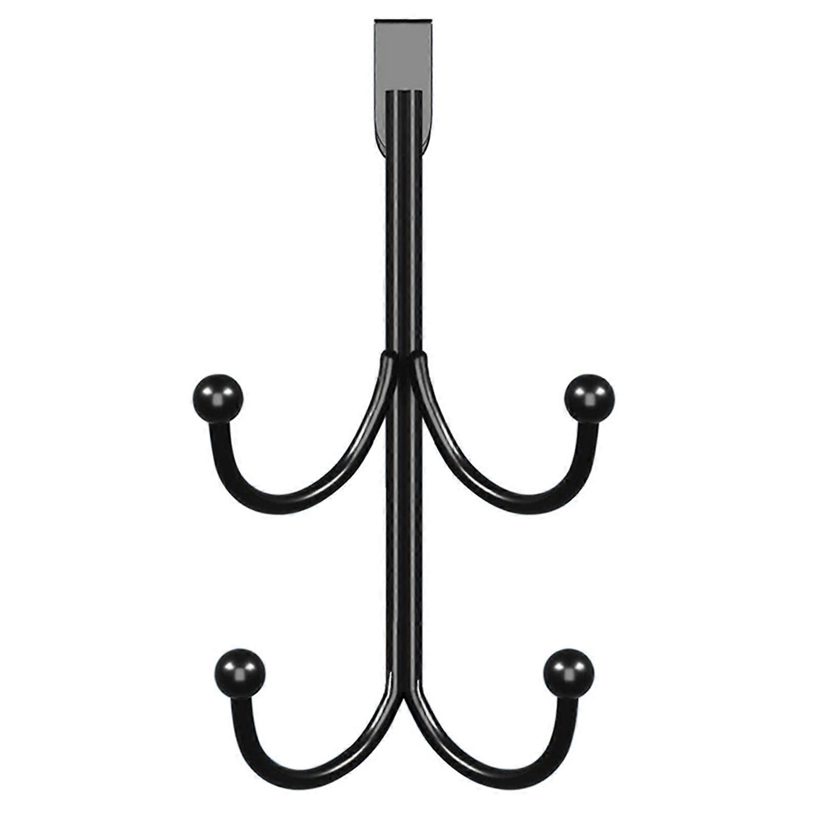 Metal Double Layer Hook No Door Damage Easy Installation Hanging Christmas Wreaths Clothes Multi-purpose Hanger Hook