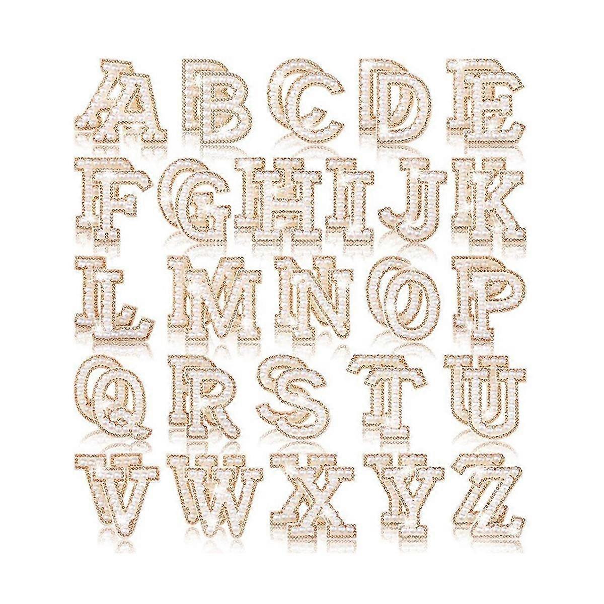 Pearl Rhinestone Letter Patches A-Z Bling Rhinestone Letter Stickers Glitter Rhinestone Alphabet Ap
