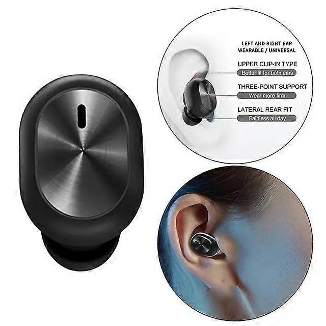 Bluetooth Headset Invisible True Wireless Handfree For Sleeping Working Black