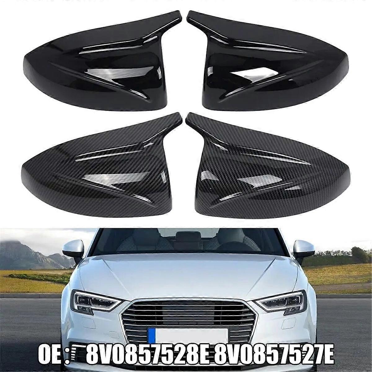 Black Replacement Mirror Covers for A3 S3 RS3 2014-2020 Rearview Mirror Housing