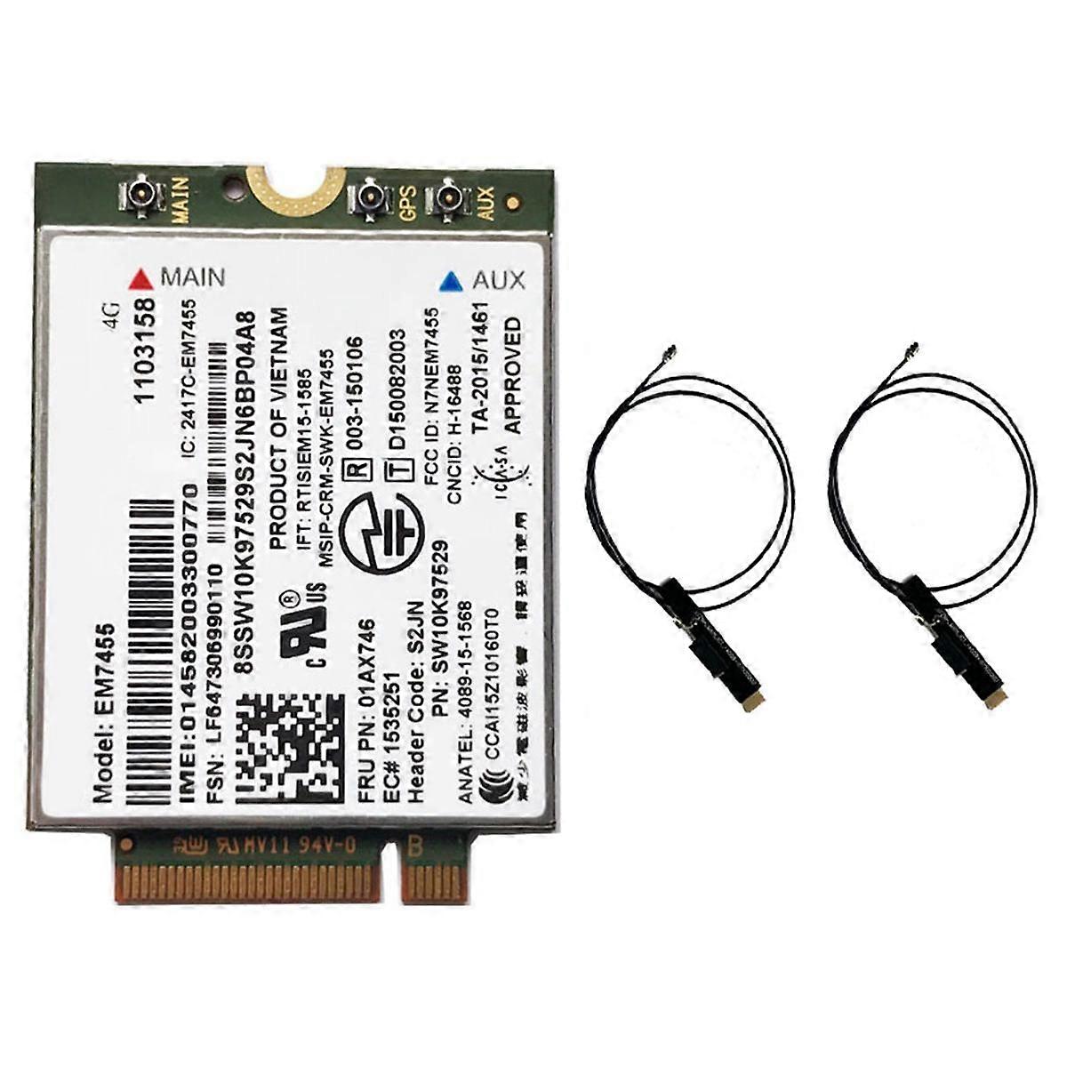 EM7455 01AX746 LTE 3G 4G Card+2xAntenna for X1 Carbon 5Th Gen X270 T470 T470S T470P T570 L570 L470