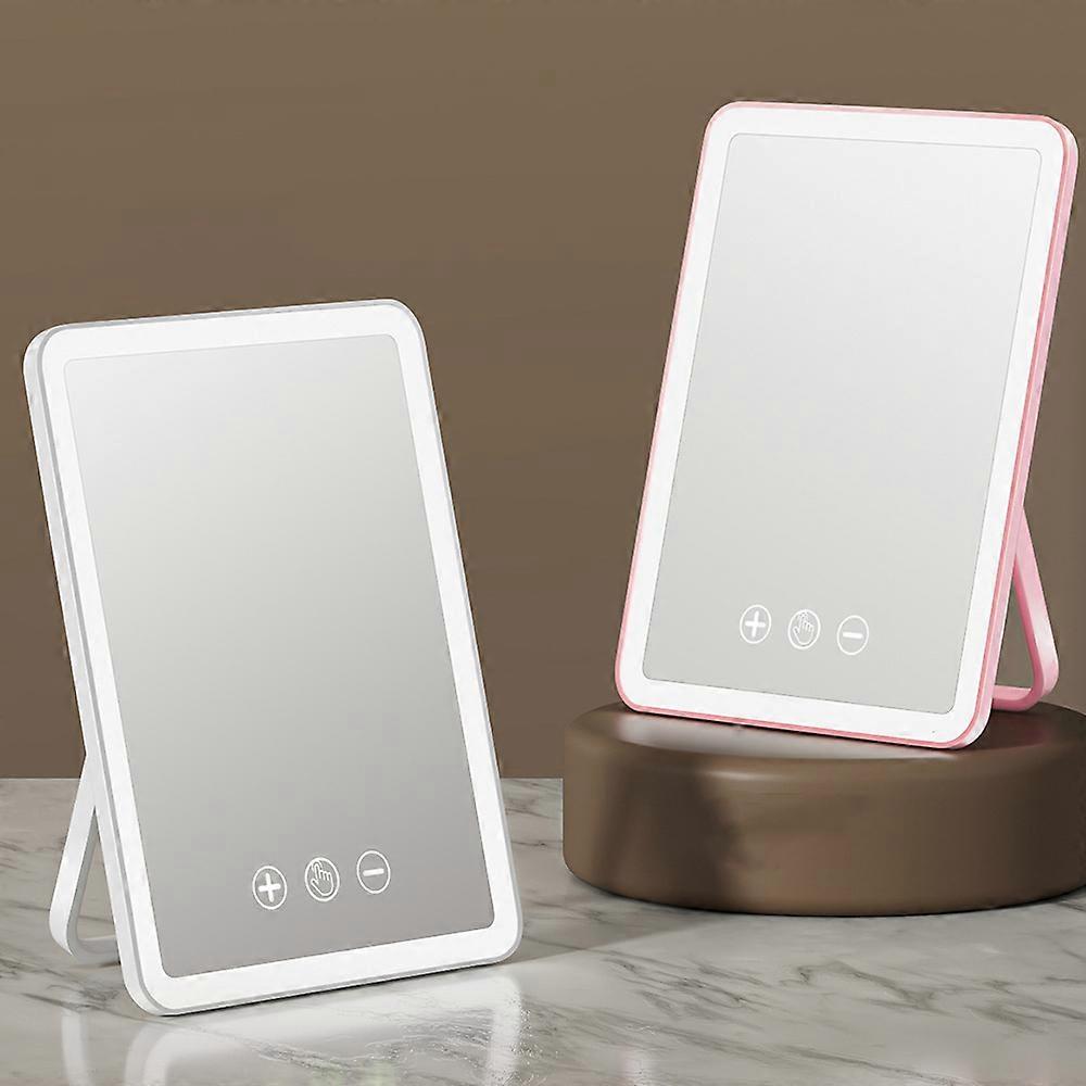 Rechargeable Makeup Mirror with LED Light, White, Brightness Control