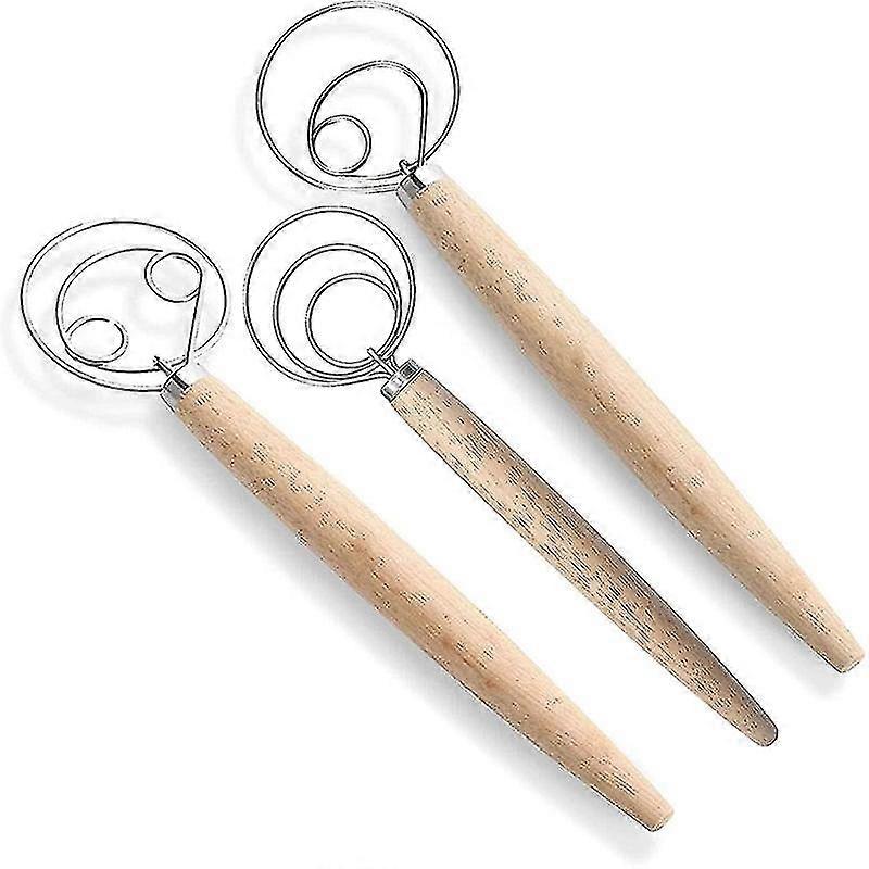 Dansk Dough Visp Brød Mixer, 3 stk rustfritt stål nederlandsk visp for kake Dessert Brød Pizza Pastr