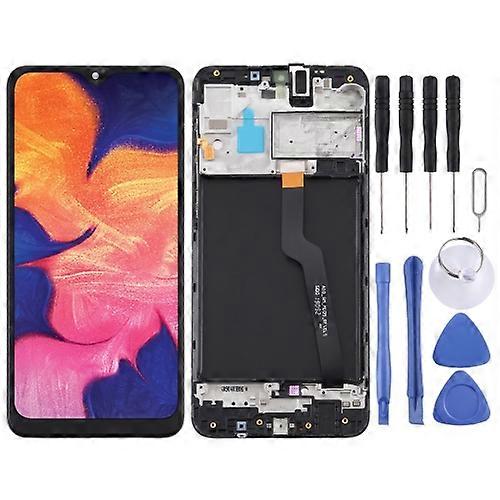 LCD-Bildschirm und Digitizer Vollmontage mit Rahmen für Samsung Galaxy A10 / SM-A105F (Einzelkartenversion) (Schwarz)