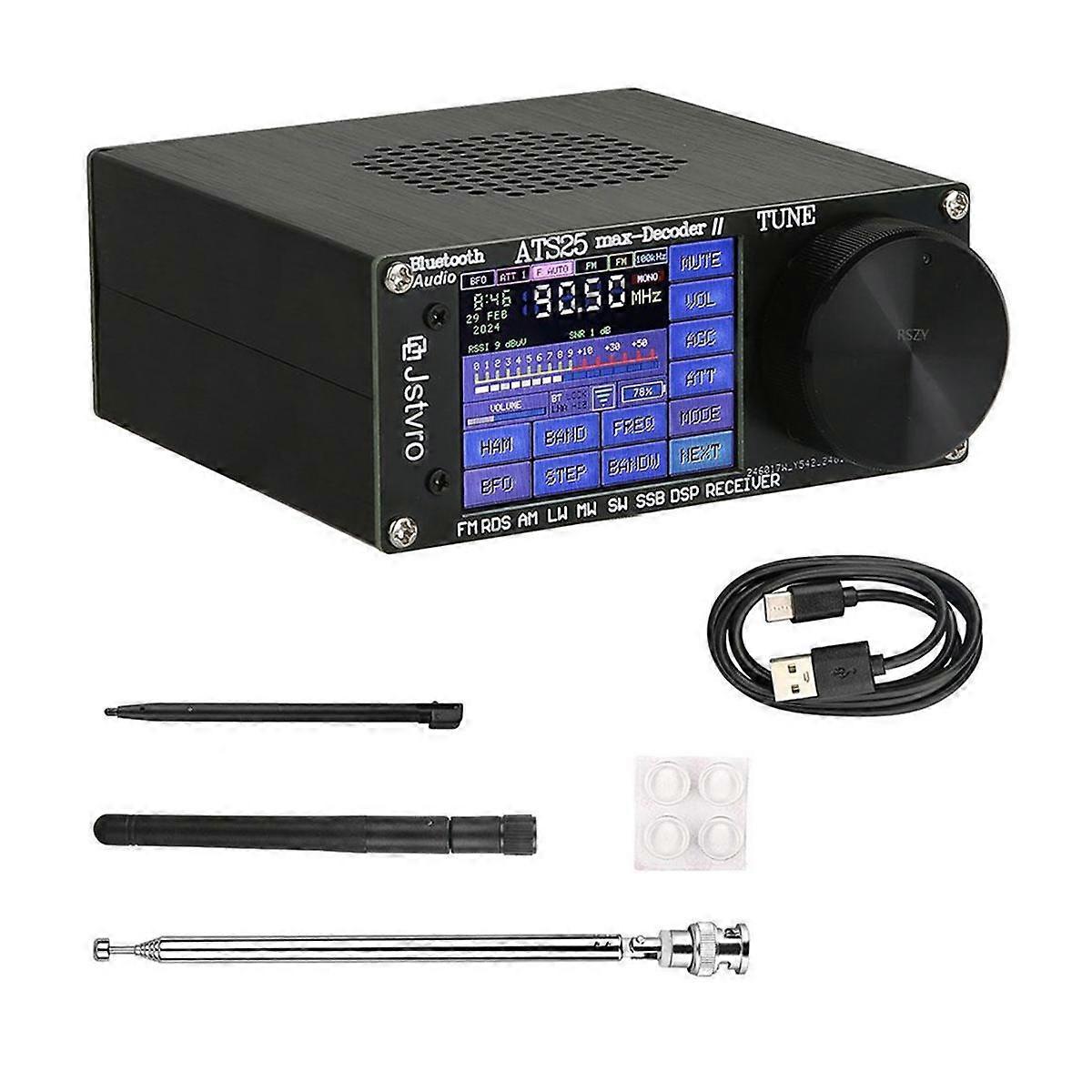 ATS25 Max Decoder Full Radio DSP FM LW MW SW SSB Receiver 2.4 Inch Touch Screen 64-108MHz Bluetooth Radio Receiver