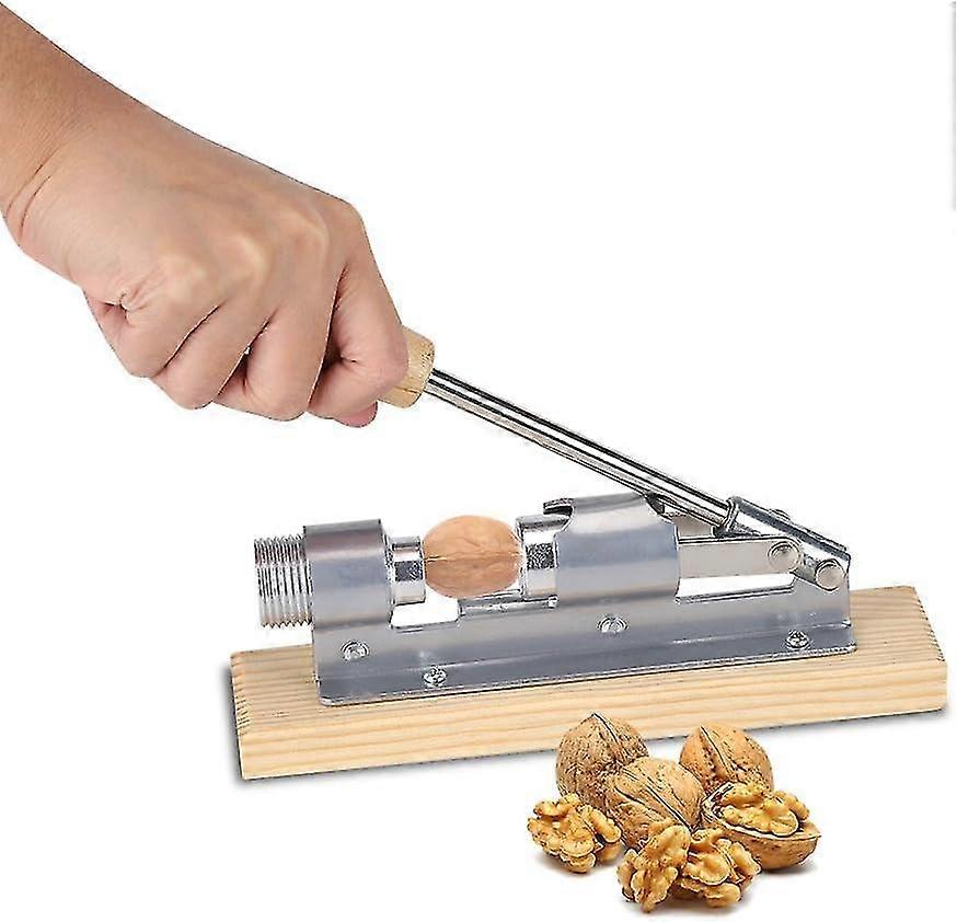 Walnut Opener,mechanical Walnut Cracker Nut Opener Kitchen Tools Desktop Wood Base & Handle