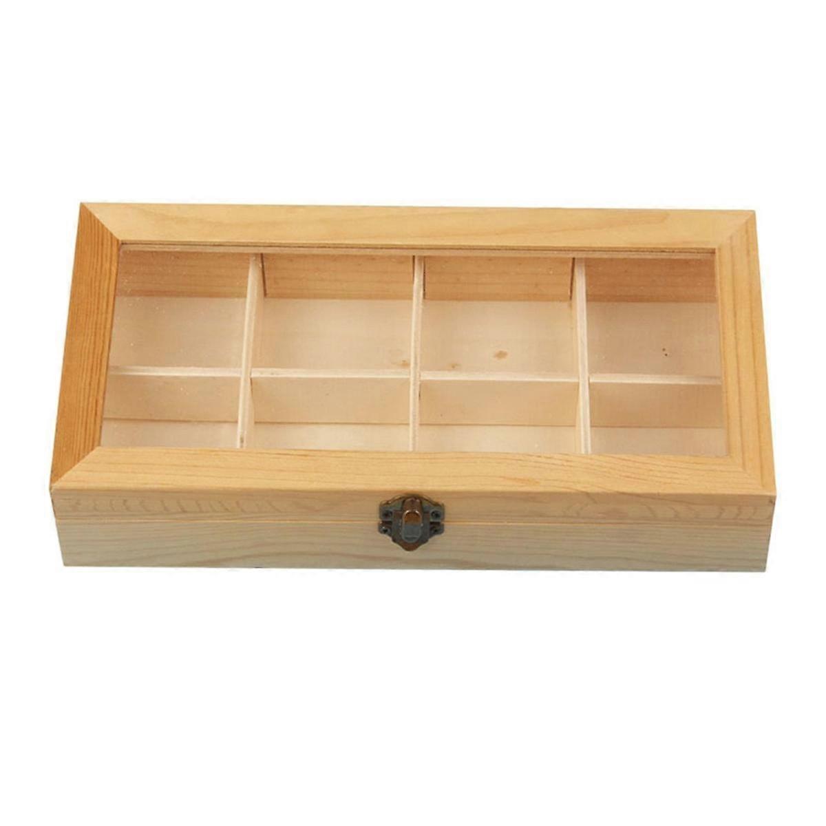 8compartment Display Cabinet Wooden Tea Coffee Rack Storage Box Storage Box
