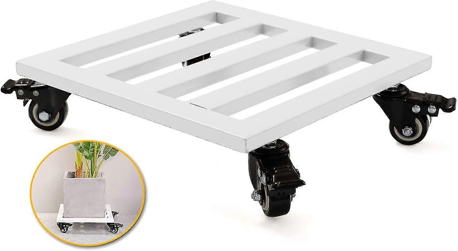 حامل إناء للزهور ، صينية حاملة نباتات للخدمة الشاقة ذات 25 عجلة من الحديد المربع الشكل مع عجلات عالمية متعددة الأغراض (25 ، أبيض)