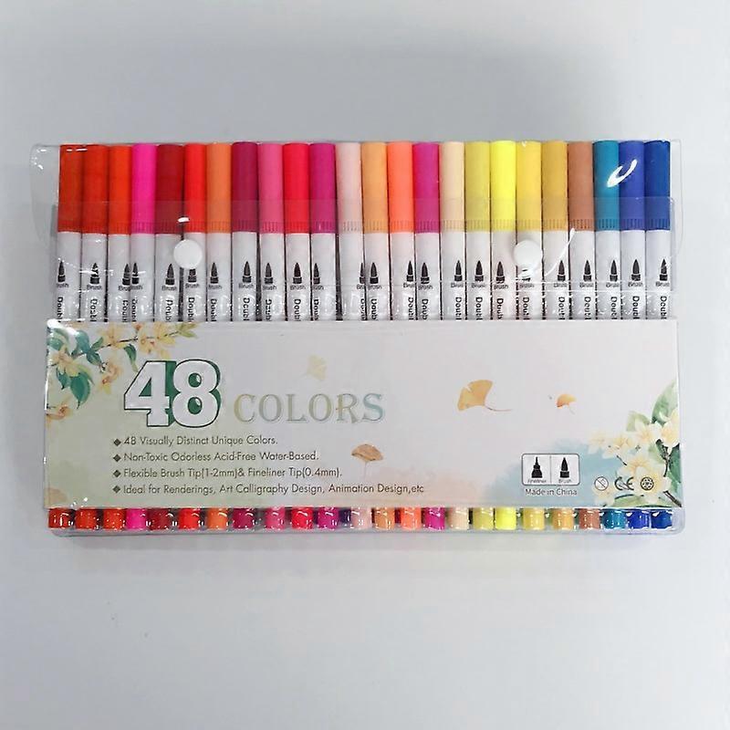 Dual Tip Brush Pens Set of 48 Colors,for Calligraphy Drawing Sketching Colouring Book