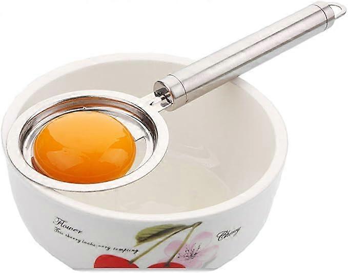 Egg Separator , Stainless Eggs White Yolk separators Long Handle, Silver 7.2*21.8cm